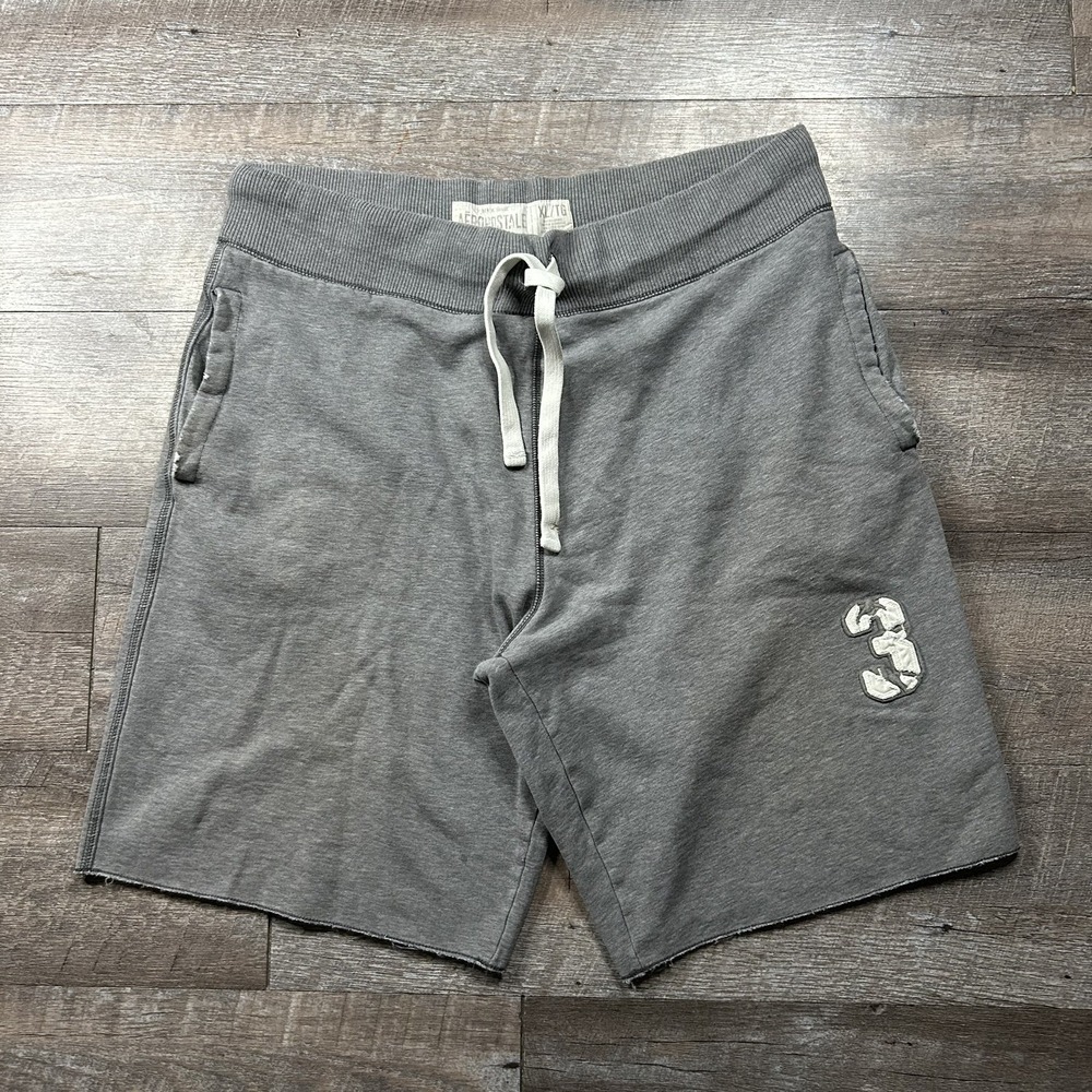 VTG ABERCROMBIE & FITCH Men's Fleece Sweat Shorts Embroidered Spellout XL Gray